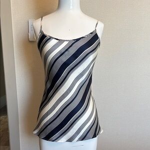 Intimissimi Diagonal Striped Silk Camisole in Navy and White